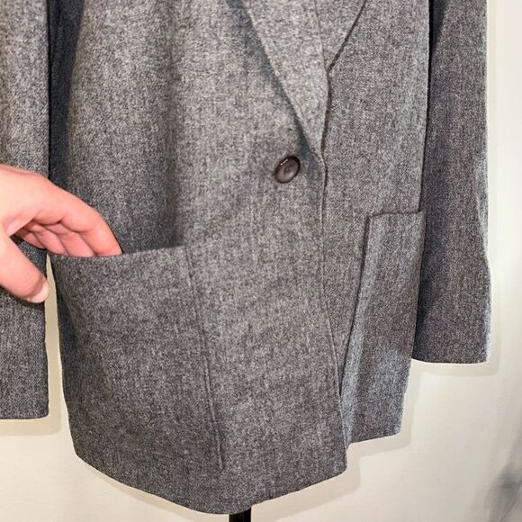 Sutter Place Womens 10 Vintage Wool Blend Gray Blazer Career Modest Pockets - Picture 5 of 11